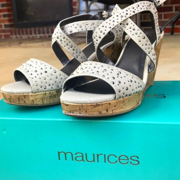 Maurices Shoes - Maurices Rhinestone Strappy Wedges